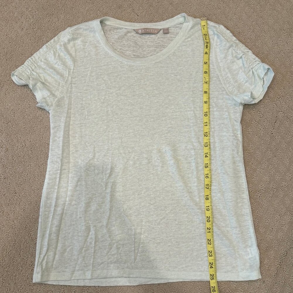Athleta Mint 100 % Linen Cinched Sleeves Top - Small